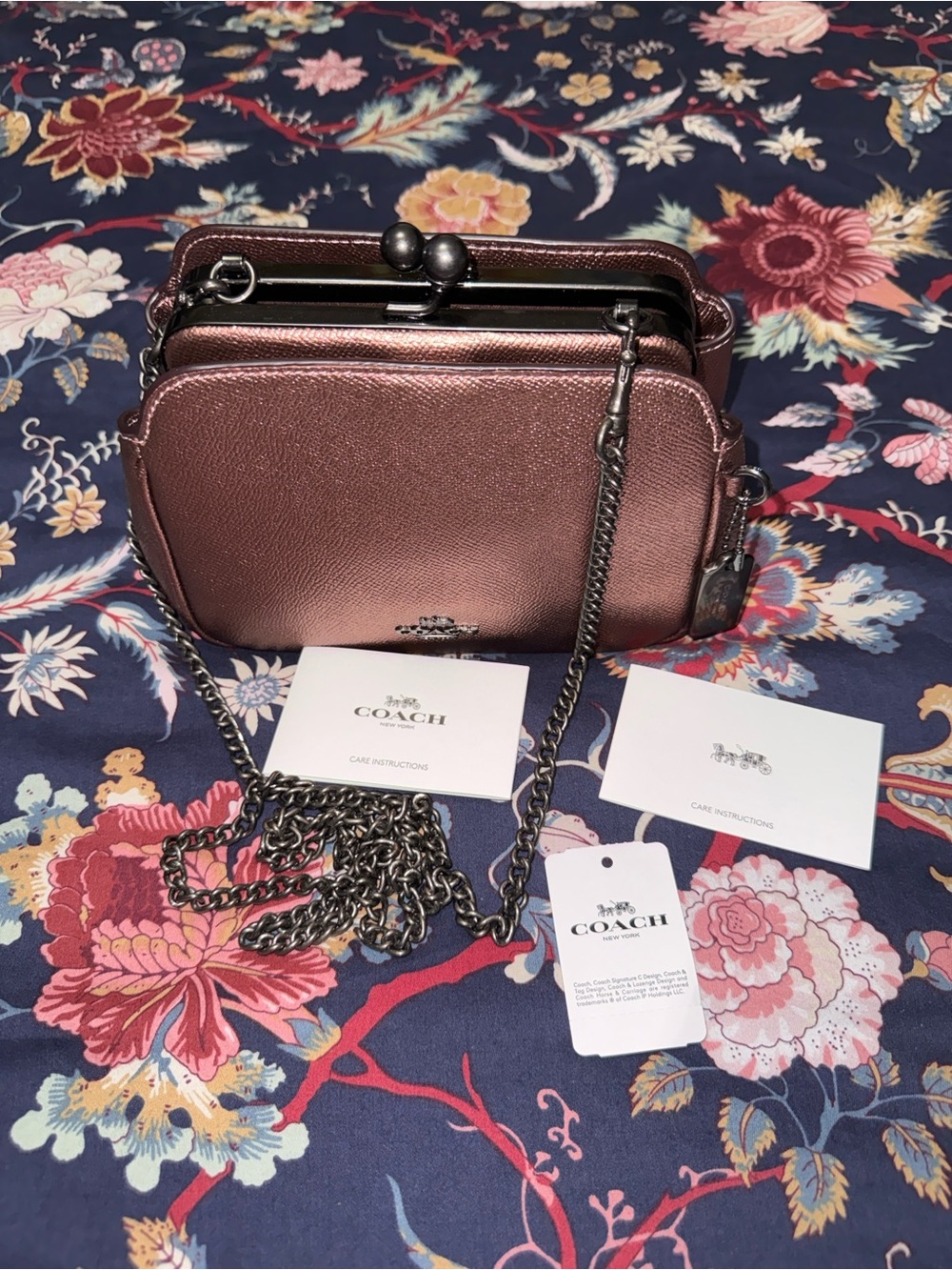 COACH Metallic Rose Crossbody with Chain Strap